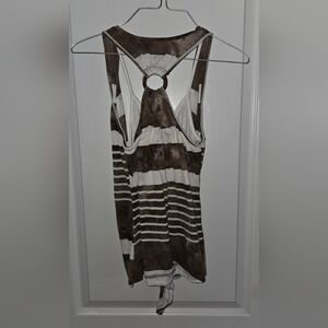 No Boundaries Brown and White Striped Tank Top